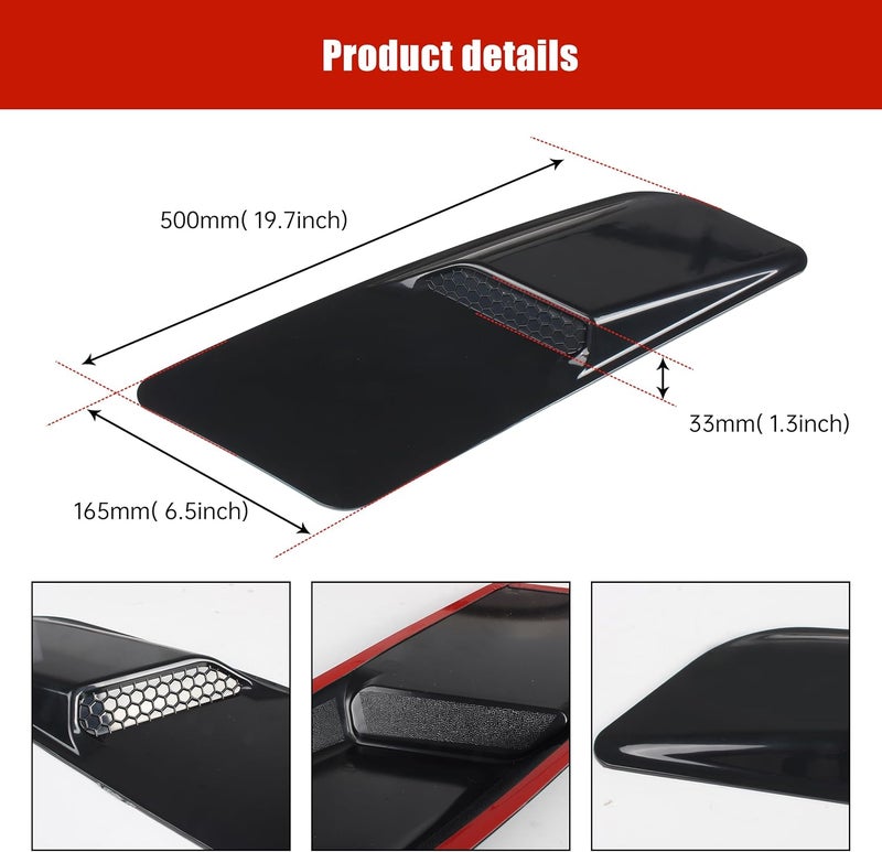 KAKABAS Black Bonnet Hood Vent Scoop Cover, Compatible With Ford Mustang 2015 2016 2017 Hood Vent External Accessories, Black Hood Vent Trim Cover Decorative Cover (1 Pair) - Image 3
